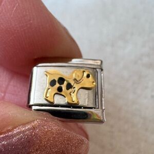 Gold Tone Dalmatian Dog Italian Charm Link